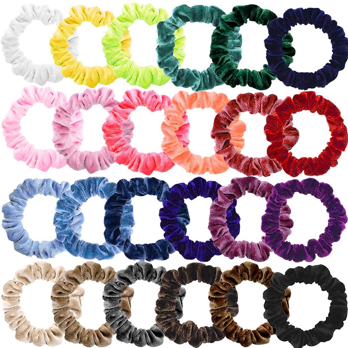 Funtopia Small Velvet Scrunchies – 24 Pack Soft Mini Hair Ties for Thick & Thin Hair, Gentle Elastic Ponytail Holders for Women & Girls - görsel 1