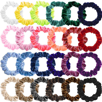 Funtopia Small Velvet Scrunchies – 24 Pack Soft Mini Hair Ties for Thick & Thin Hair, Gentle Elastic Ponytail Holders for Women & Girls