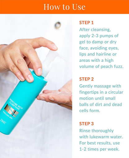 DHC Moisture-Rich Clarifying Peeling Gel - Hydrating Exfoliator for All Skin Types, 4.9 oz Avelisse