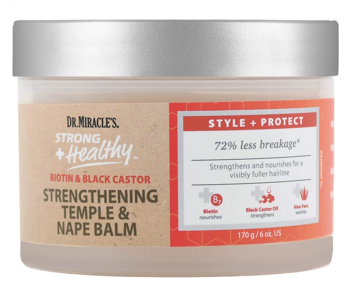 Dr. Miracle's Strong & Healthy Temple & Nape Balm - Aloe Vera & Black Castor Oil for Hair Growth & Length Retention (6 oz) - görsel 1