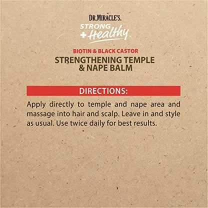 Dr. Miracle's Strong & Healthy Temple & Nape Balm - Aloe Vera & Black Castor Oil for Hair Growth & Length Retention (6 oz)