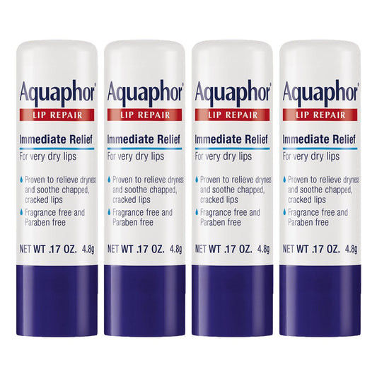 Aquaphor Lip Repair Stick with Shea Butter, Fragrance Free & Paraben Free, Moisturizing Lip Balms, 0.17 oz Stick, Pack of 4 Avelisse