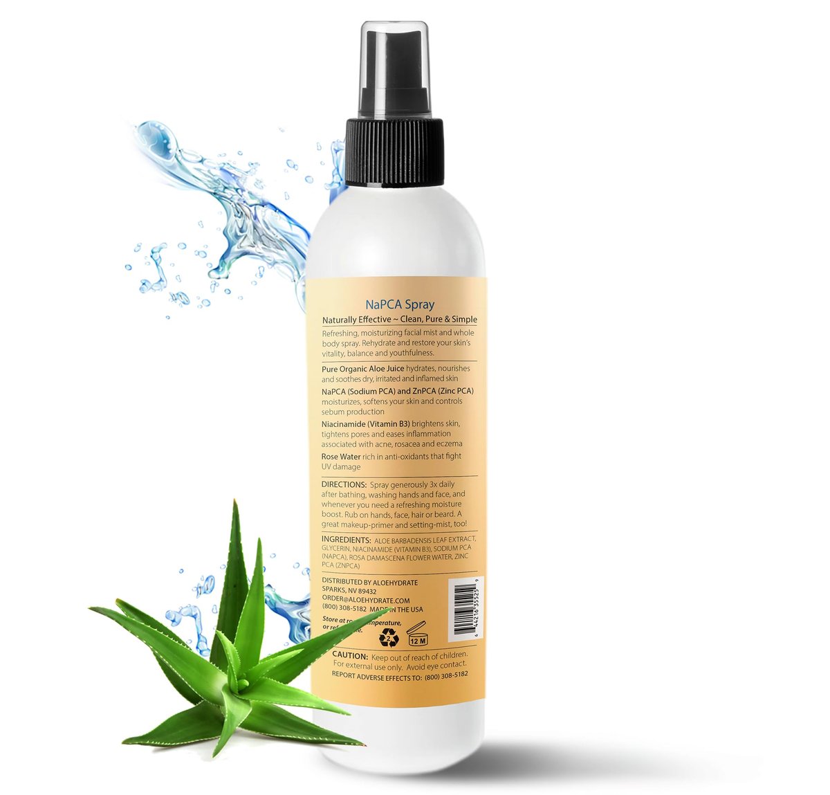 NaPCA Moisturizer Facial Mist & Body Spray - Sodium PCA & Aloe Vera Hydrating Face Spray, Lightweight, Soothes & Restores Skin Barrier for Dry, Sensitive, Acne Prone Skin (8.4 Fl Oz) Avelisse