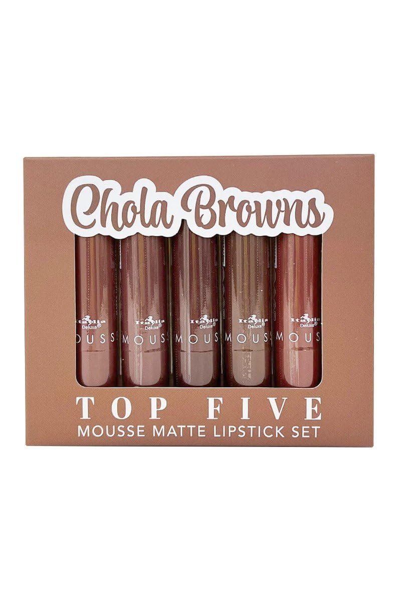 Italia Deluxe Top Five Mousse Matte Lipstick Set – Chola Browns (5 Shades) Avelisse