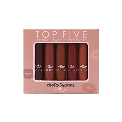 Italia Deluxe Top Five Mousse Matte Lipstick Set – Chola Browns (5 Shades) Avelisse