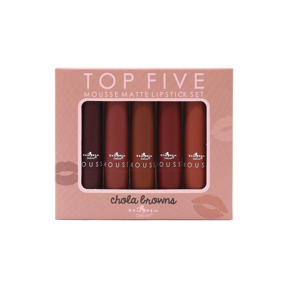 Italia Deluxe Top Five Mousse Matte Lipstick Set – Chola Browns (5 Shades) Avelisse