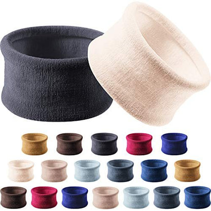20 Pieces Large Cotton Stretch Hair Ties - Neutral Colors, 6.5 cm Diameter for Thick, Heavy, or Curly Hair
