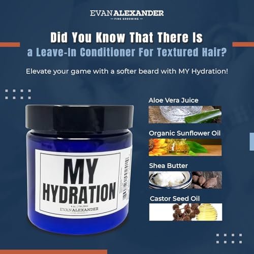 Evan Alexander Fine Grooming MY Hydration Beard Leave-In Conditioner for Men - 4 oz, Hydrates, Softens, Eliminates Dryness, Tames Frizz, Promotes Healthy Beard Growth Avelisse