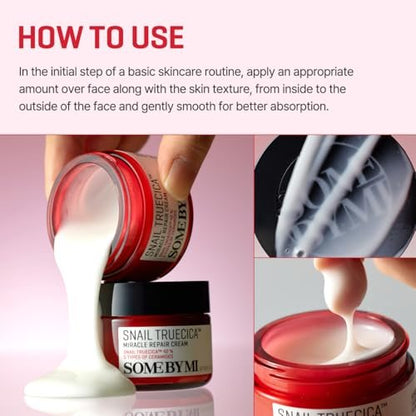 SOME BY MI Snail Truecica Miracle Repair Cream - 2.02 Oz (60ml) - Snail Mucin Face Moisturizer for Sensitive Skin, Acne Marks, and Skin Barrier Strengthening - Korean Skincare