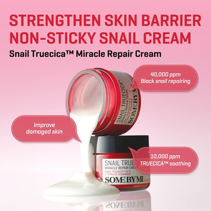 SOME BY MI Snail Truecica Miracle Repair Cream - 2.02 Oz (60ml) - Snail Mucin Face Moisturizer for Sensitive Skin, Acne Marks, and Skin Barrier Strengthening - Korean Skincare