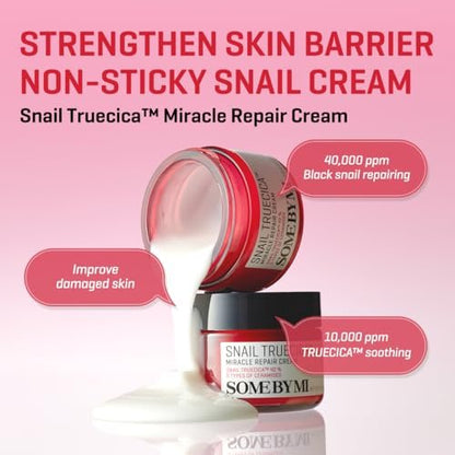 SOME BY MI Snail Truecica Miracle Repair Cream - 2.02 Oz (60ml) - Snail Mucin Face Moisturizer for Sensitive Skin, Acne Marks, and Skin Barrier Strengthening - Korean Skincare