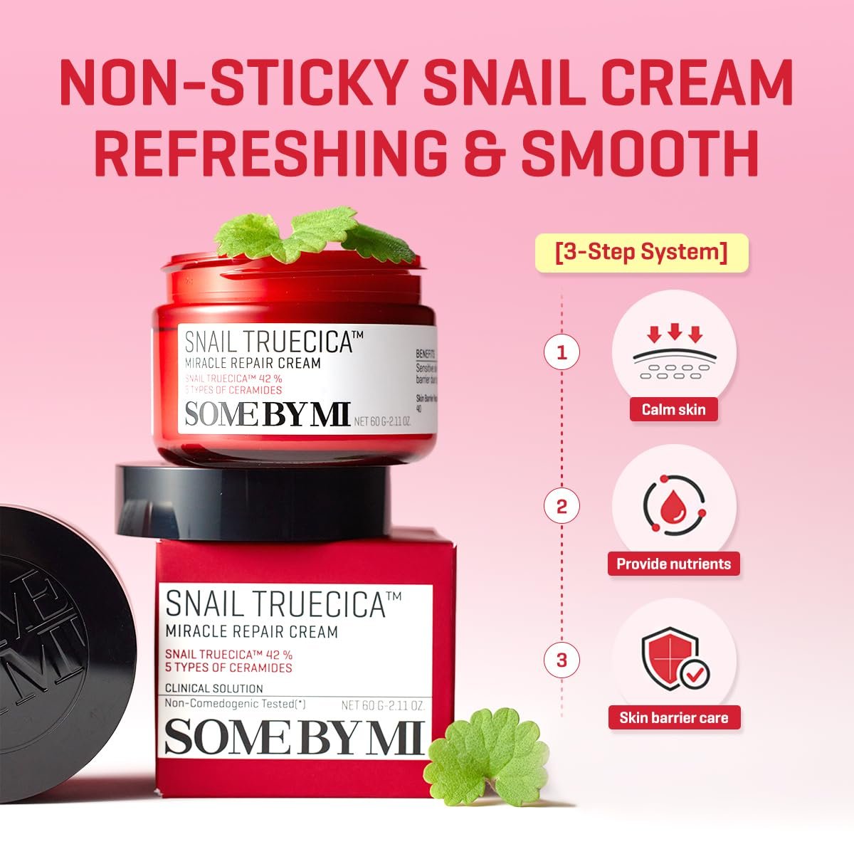 SOME BY MI Snail Truecica Miracle Repair Cream - 2.02 Oz (60ml) - Snail Mucin Face Moisturizer for Sensitive Skin, Acne Marks, and Skin Barrier Strengthening - Korean Skincare - görsel 9