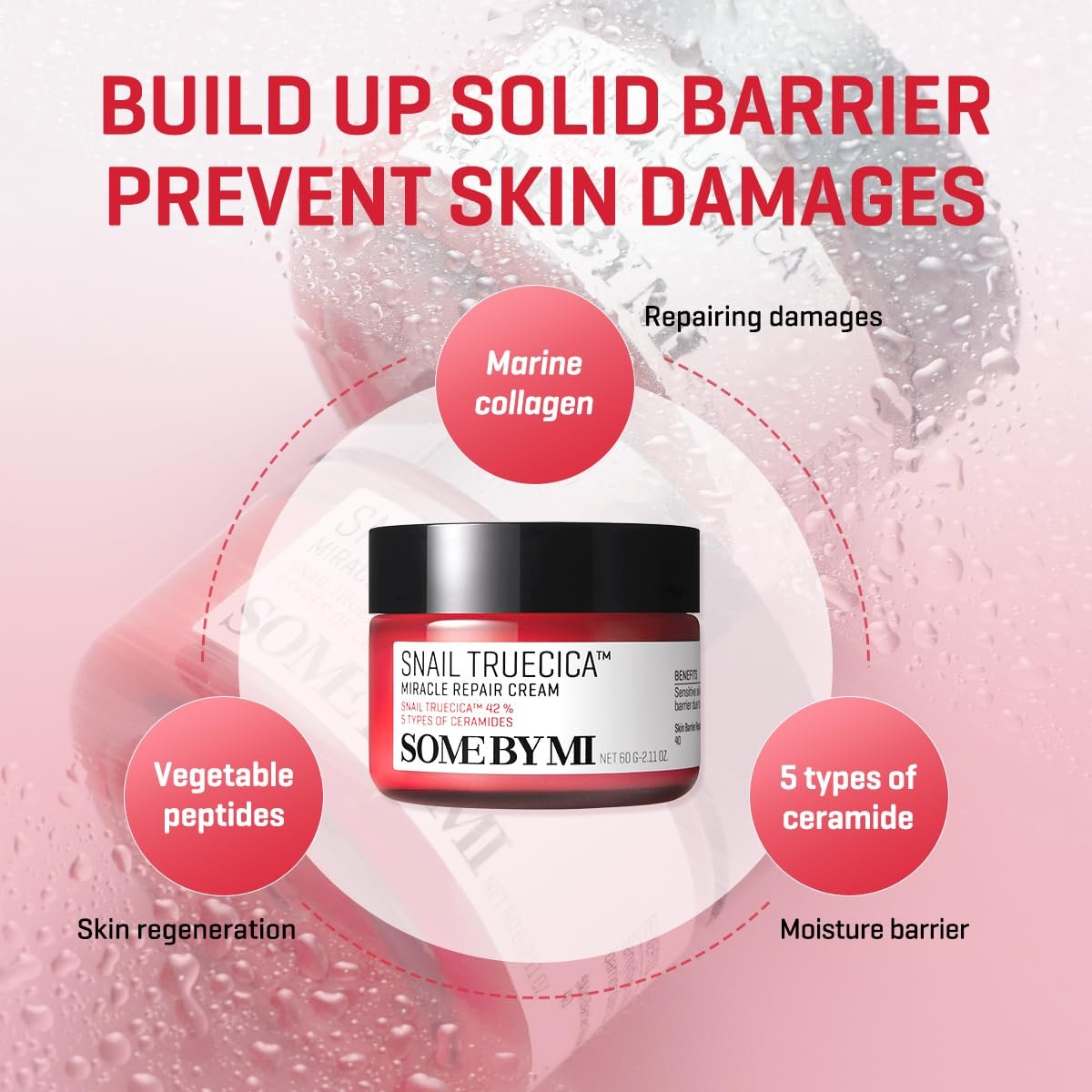 SOME BY MI Snail Truecica Miracle Repair Cream - 2.02 Oz (60ml) - Snail Mucin Face Moisturizer for Sensitive Skin, Acne Marks, and Skin Barrier Strengthening - Korean Skincare - görsel 5