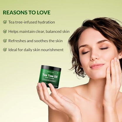 Majestic Pure Tea Tree Oil Face Cream - Moisturizer for Dry, Itchy, Acne-Prone Skin - Day & Night Cream for Women & Men - 8 oz