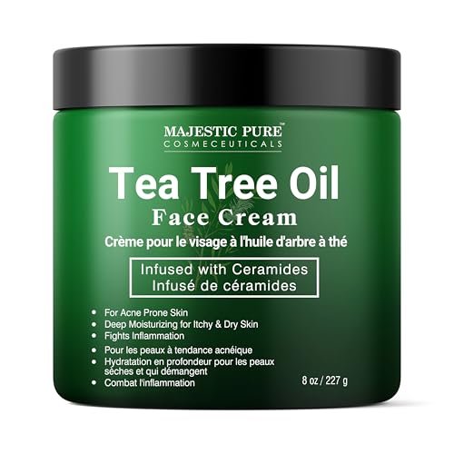 Majestic Pure Tea Tree Oil Face Cream - Moisturizer for Dry, Itchy, Acne-Prone Skin - Day & Night Cream for Women & Men - 8 oz - görsel 1