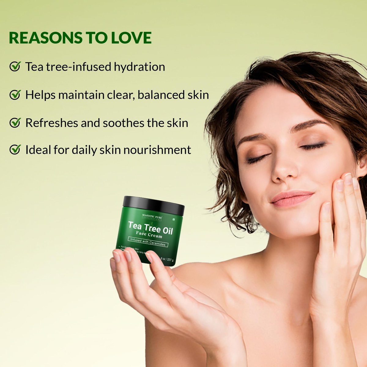 Majestic Pure Tea Tree Oil Face Cream - Moisturizer for Dry, Itchy, Acne-Prone Skin - Day & Night Cream for Women & Men - 8 oz - görsel 8