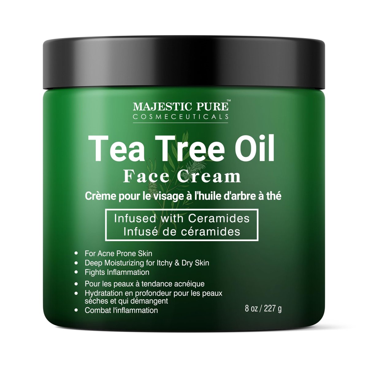 Majestic Pure Tea Tree Oil Face Cream - Moisturizer for Dry, Itchy, Acne-Prone Skin - Day & Night Cream for Women & Men - 8 oz - görsel 2