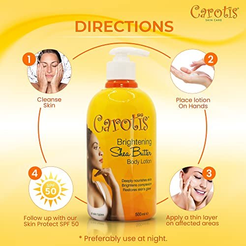 CAROTÏS Skin Brightening Body Lotion – 17.6 fl oz (500ml) – Dark Spot Remover with Shea Butter, Arbutin Complex & Vitamin A Avelisse