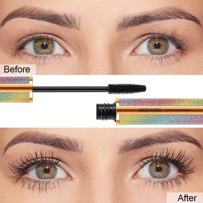 2 Pack Black Volume & Length Lasting All Day Mascara, 4D Silk Fiber Lash, Waterproof Lengthening No Clumping & Smudging Avelisse
