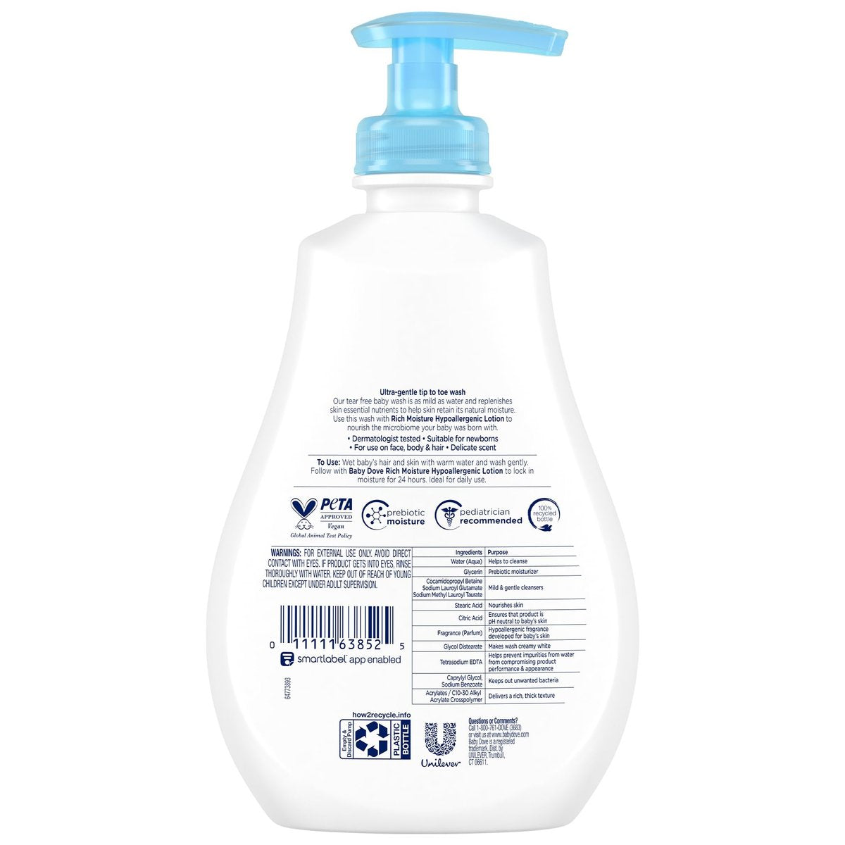 Baby Dove Rich Moisture Body Wash 3-Pack – Hypoallergenic, Tear-Free, Delicate Scent, 13.5 oz Each Avelisse