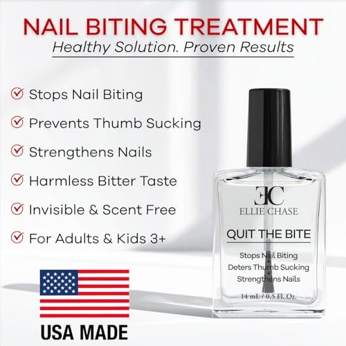 ELLIE CHASE Stop Nail Biting Deterrent Treatment Polish – Extra Bitter Taste, 0.5 Oz – Safe for Adults & Kids – Helps Nail Growth – Made in USA – DBP Free, TPHP Free - görsel 4