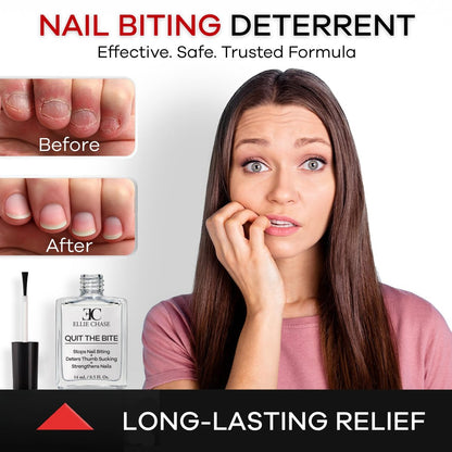 ELLIE CHASE Stop Nail Biting Deterrent Treatment Polish – Extra Bitter Taste, 0.5 Oz – Safe for Adults & Kids – Helps Nail Growth – Made in USA – DBP Free, TPHP Free