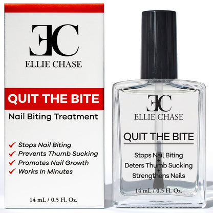 ELLIE CHASE Stop Nail Biting Deterrent Treatment Polish – Extra Bitter Taste, 0.5 Oz – Safe for Adults & Kids – Helps Nail Growth – Made in USA – DBP Free, TPHP Free