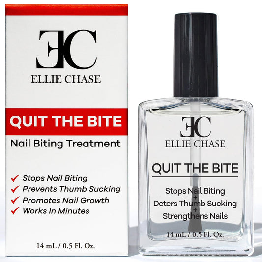 ELLIE CHASE Stop Nail Biting Deterrent Treatment Polish – Extra Bitter Taste, 0.5 Oz – Safe for Adults & Kids – Helps Nail Growth – Made in USA – DBP Free, TPHP Free
