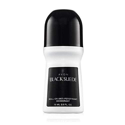 AVON Black Suede Roll-On Antiperspirant Deodorant for Men, 24-Hour Protection, Sandalwood Scent, Quick-Drying, Non-Staining, 6-Pack (2.5 oz Each) Avelisse