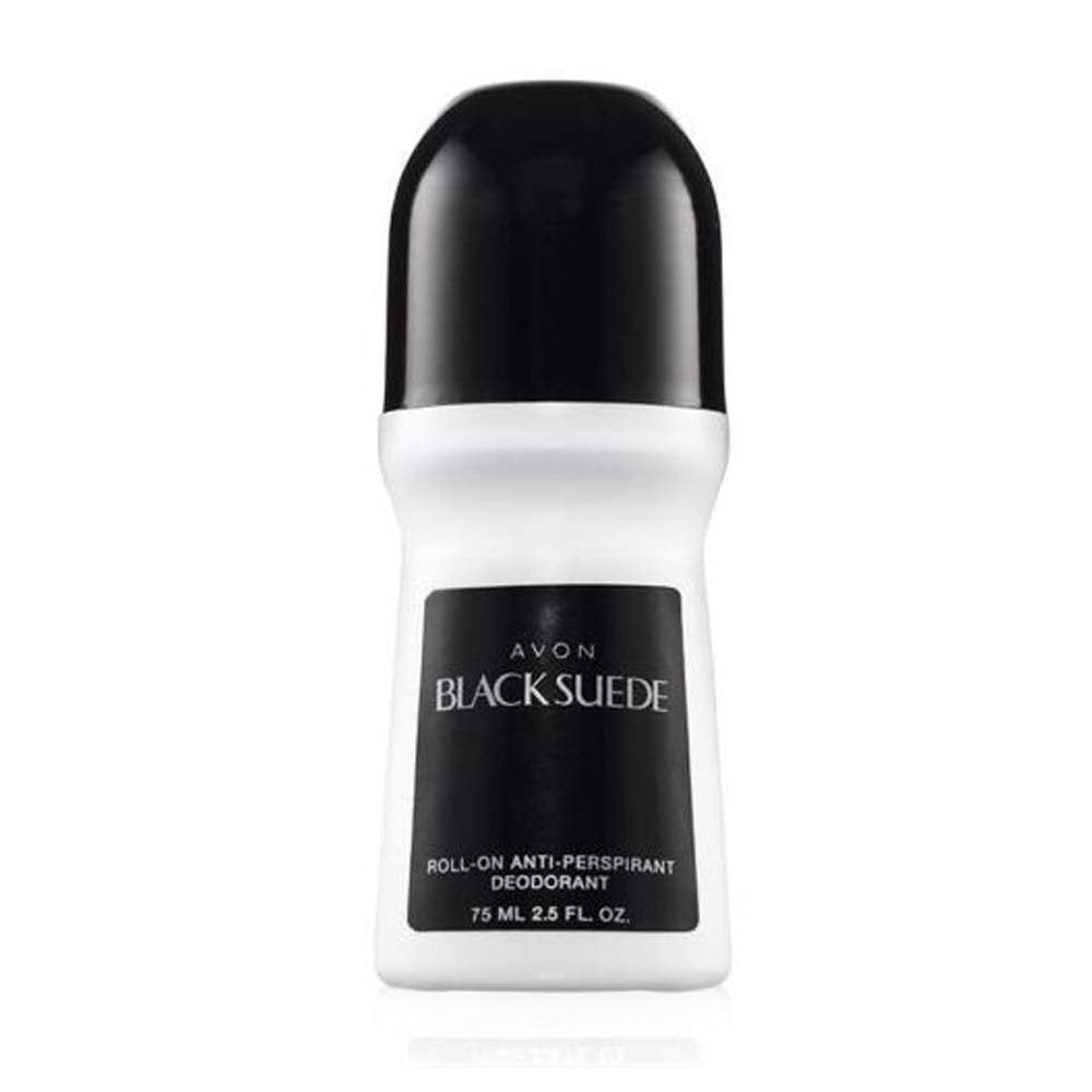 AVON Black Suede Roll-On Antiperspirant Deodorant for Men, 24-Hour Protection, Sandalwood Scent, Quick-Drying, Non-Staining, 6-Pack (2.5 oz Each) Avelisse
