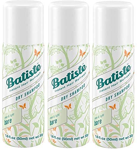 Batiste Dry Shampoo Bare Mini Travel Size 1.06 oz (Pack of 3) - Invisible, Unscented Avelisse