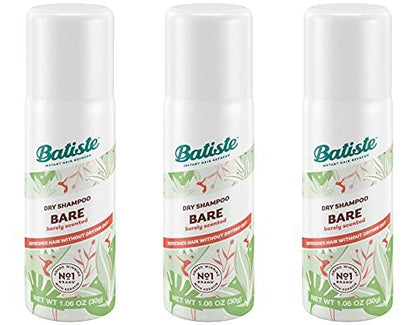 Batiste Dry Shampoo Bare Mini Travel Size 1.06 oz (Pack of 3) - Invisible, Unscented Avelisse