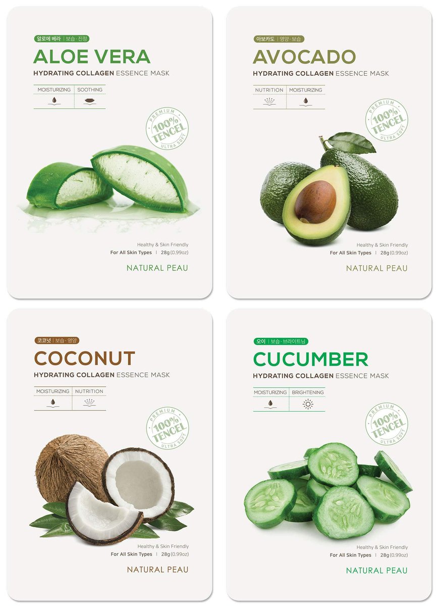 Natural Peau Hydrating Collagen Essence Face Mask - 8 Variety Pack (28g each) - görsel 3