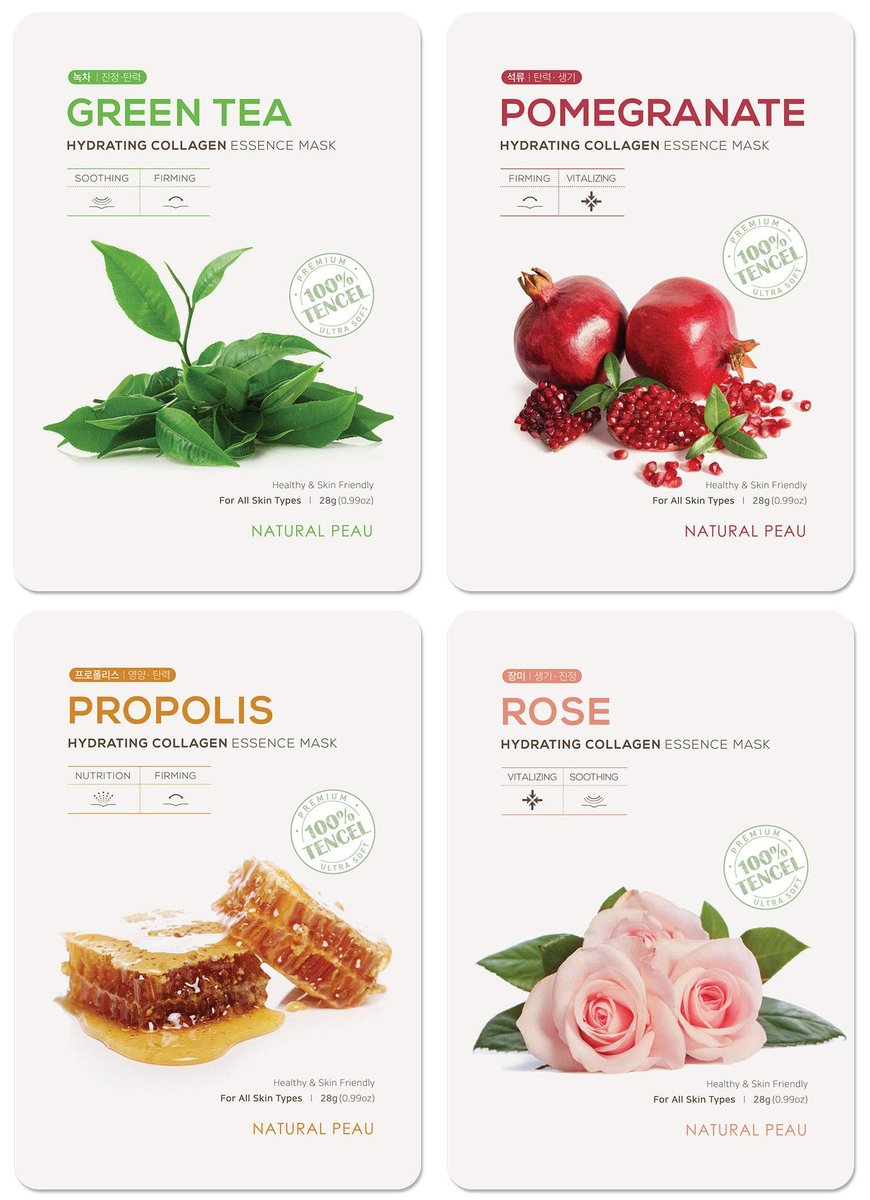 Natural Peau Hydrating Collagen Essence Face Mask - 8 Variety Pack (28g each) - görsel 5