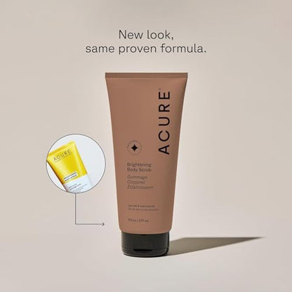 Acure Brightening Body Scrub – Exfoliating Sea Salt Scrub with Clay & Niacinamide for Sensitive Skin, 6 fl oz