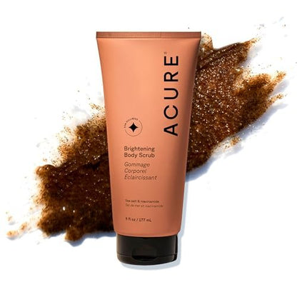 Acure Brightening Body Scrub – Exfoliating Sea Salt Scrub with Clay & Niacinamide for Sensitive Skin, 6 fl oz