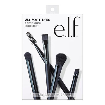 e.l.f. Ultimate Eyes 5 Piece Brush Collection - Vegan & Cruelty-Free Makeup Brushes for Eyeliner, Eyeshadow, Brows & More Avelisse