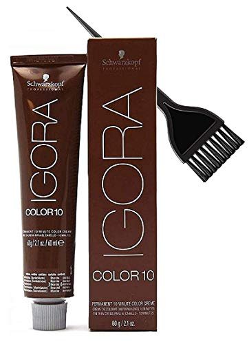 Schwarzkopf IGORA COLOR10 Permanent 10 Minute Hair Color Cream (7-12 Medium Ash Smokey Blonde) with Sleek Tint Brush