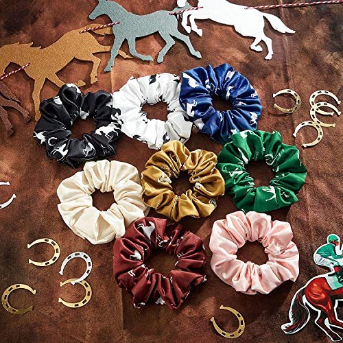 12 Pieces Horse Scrunchies Bulk - Colorful Silk Satin Hair Ties for Women, Cowgirl Equestrian Gifts & Party Favors Avelisse