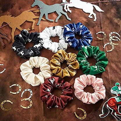 12 Pieces Horse Scrunchies Bulk - Colorful Silk Satin Hair Ties for Women, Cowgirl Equestrian Gifts & Party Favors Avelisse