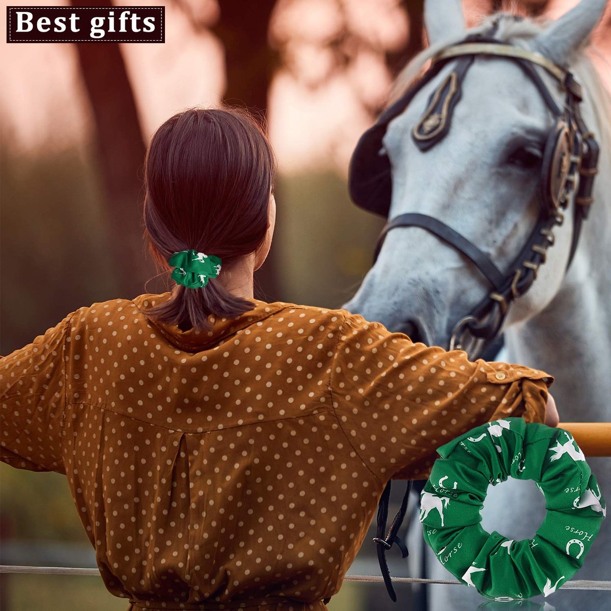12 Pieces Horse Scrunchies Bulk - Colorful Silk Satin Hair Ties for Women, Cowgirl Equestrian Gifts & Party Favors Avelisse