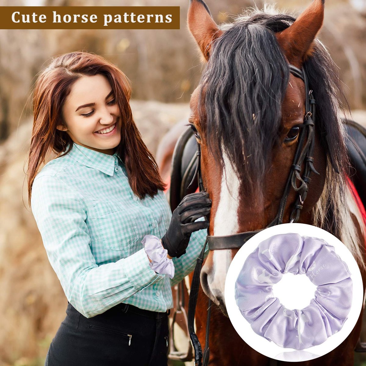 12 Pieces Horse Scrunchies Bulk - Colorful Silk Satin Hair Ties for Women, Cowgirl Equestrian Gifts & Party Favors Avelisse