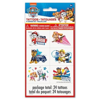Paw Patrol Tattoos (Pack of 24) – Vibrant & Fun Temporary Tattoos, Perfect for Kids Birthday & Theme Parties