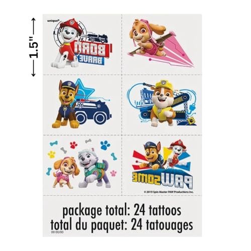 Paw Patrol Tattoos (Pack of 24) – Vibrant & Fun Temporary Tattoos, Perfect for Kids Birthday & Theme Parties - görsel 3