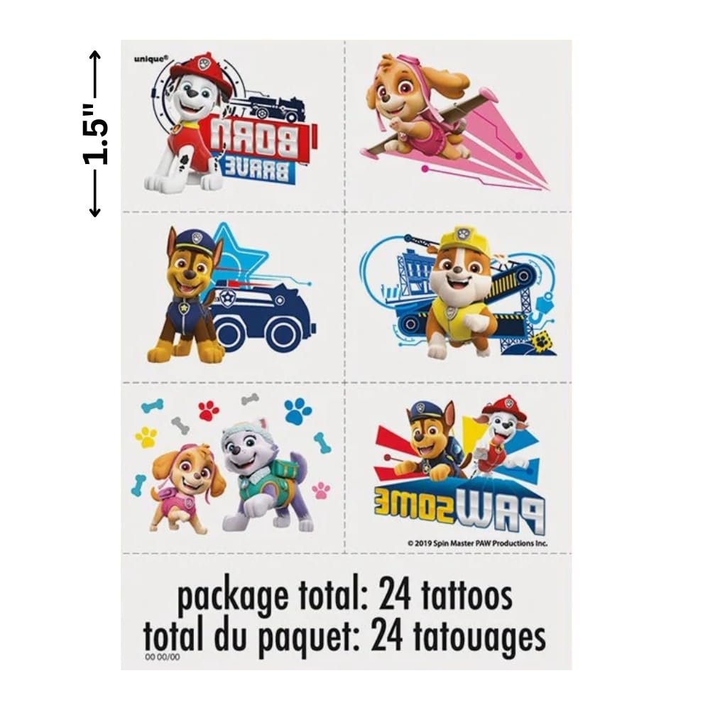 Paw Patrol Tattoos (Pack of 24) – Vibrant & Fun Temporary Tattoos, Perfect for Kids Birthday & Theme Parties - görsel 4