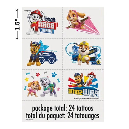 Paw Patrol Tattoos (Pack of 24) – Vibrant & Fun Temporary Tattoos, Perfect for Kids Birthday & Theme Parties