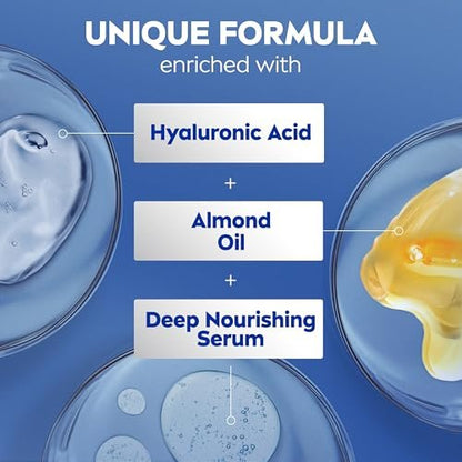 NIVEA Essentially Enriched Body Cream for Dry to Very Dry Skin with Hyaluronic Acid, Deep Nourishing Serum and Almond Oil, 72-Hour Body Moisturizer, 13.5 Oz Jar