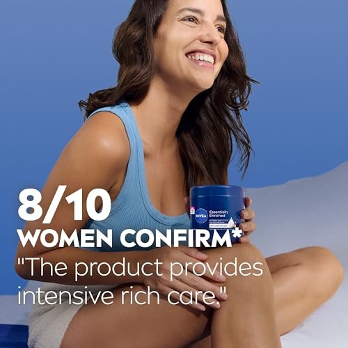 NIVEA Essentially Enriched Body Cream for Dry to Very Dry Skin with Hyaluronic Acid, Deep Nourishing Serum and Almond Oil, 72-Hour Body Moisturizer, 13.5 Oz Jar - görsel 14