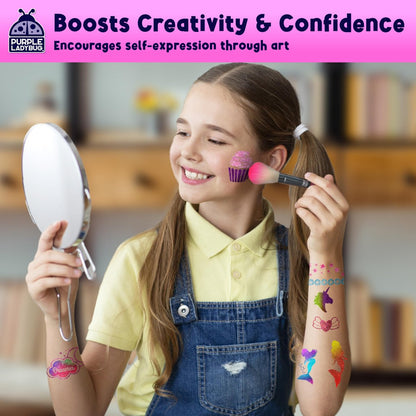 PURPLE LADYBUG Glitter Tattoos for Kids - 175+ Designs, Temporary Tattoo Kit, Fun Gift for Girls Age 6-12 Avelisse