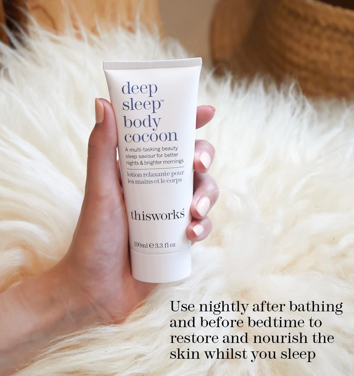 THISWORKS Deep Sleep Body Cocoon – Hydrating Body Lotion with Lavender, Chamomile & Vetivert – Soothing Nighttime Moisturizer for Dry Skin, Promotes Relaxation & Better Sleep – 100ml Avelisse